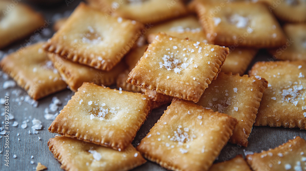 golden, crispy crackers scattered across a flat surface. Their twisted shape symbolizes unity and tradition, with a rustic texture that conveys comfort and timeless snack appeal golden, crispy crackers scattered across a flat surface. Their twisted shape symbolizes unity and tradition, with a rustic texture that conveys comfort and timeless snack appeal