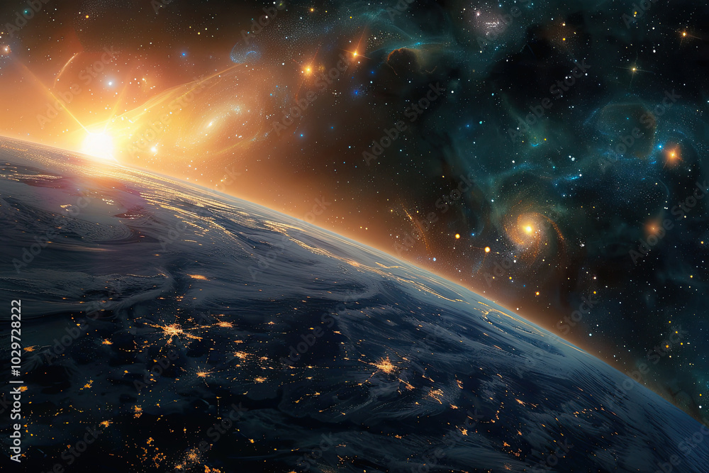 View of the blue earth from space, Planet Earth,stars and galaxy. View of the blue earth from space, Planet Earth,stars and galaxy.