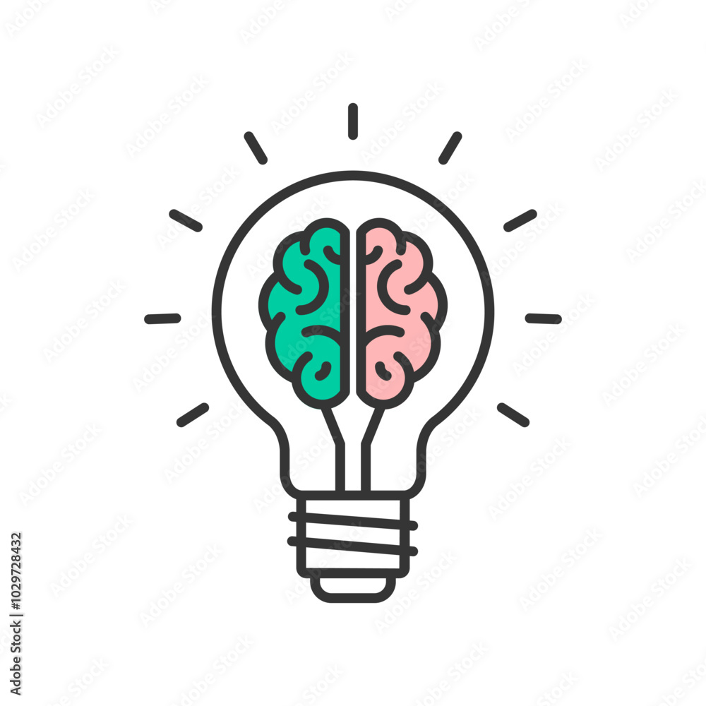 Thinking refresh brain icon. Mind change, refresh, update brain work, reload, recycle vector illustration.