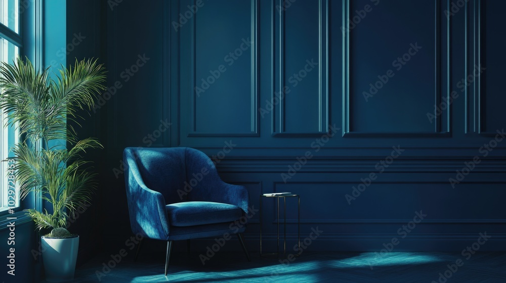 Modern Living Room - Elegant Interior Design with Blue Accents