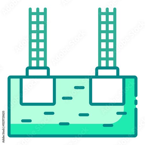 Foundation structure with rebar for building and construction.