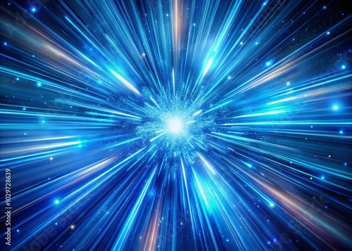 Blue Hyperspace Warp Speed with Light Trails - Stunning High Depth of Field Imagery for Sci-Fi Enthusiasts