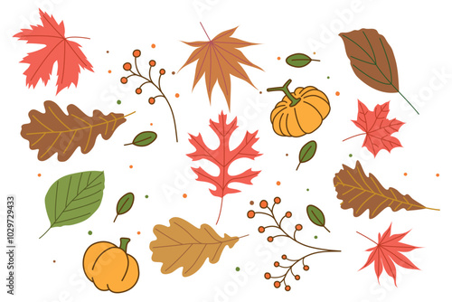 autumnal pattern4. Autumn illustration. Autumn maple leaf and pumpkin pattern illustration
