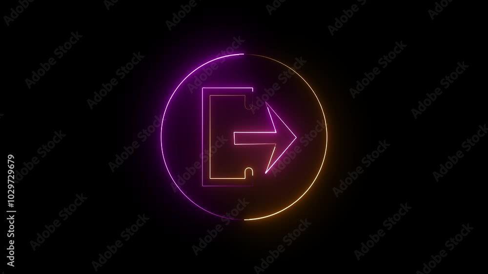 glowing neon blue color login with logout file animation icon on black background glowing neon blue color login with logout file animation icon on black background