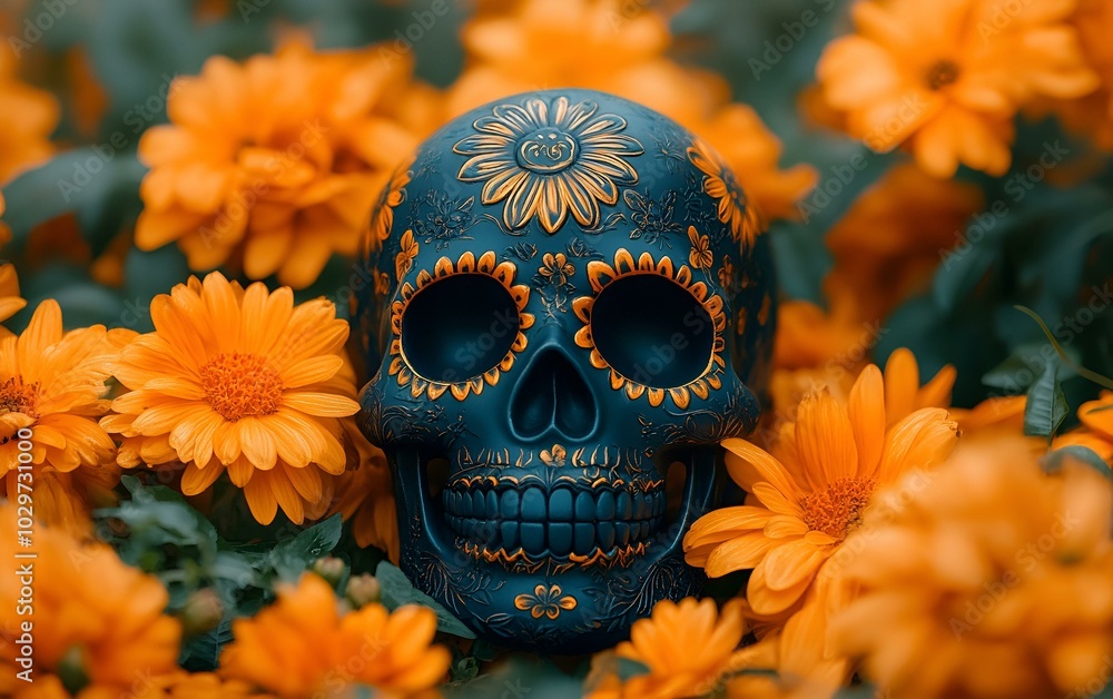 a skull with flowers on it
a skull with flowers on it