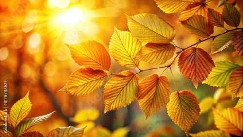 Vibrant leaves ablaze in golden sunlight , Autumn, fall, foliage, colorful, bright, glowing, vibrant, golden, sunlight, nature, season