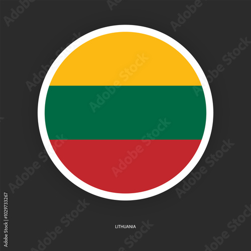 Free Download Lithuania circle flag icon with shadow on dark background. Lithuania button icon with white border isolated dark grey background	
 - GFXLoad