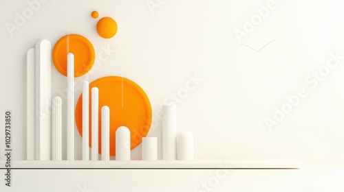 Modern abstract design with orange and white shapes