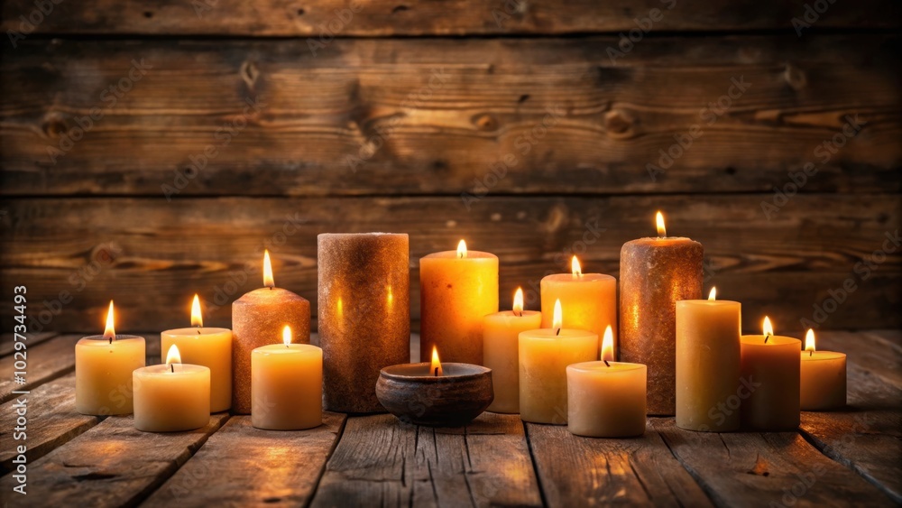 Candles burning on a rustic wooden table, candles, table, burning, flame, rustic, wooden, cozy, atmosphere, decoration, romantic