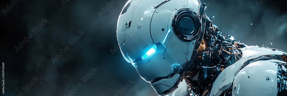 A robot with blue eyes and a white face A robot with blue eyes and a white face