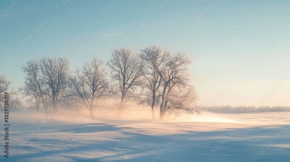 Serene Winter Landscape with Snowy Trees Serene Winter Landscape with Snowy Trees