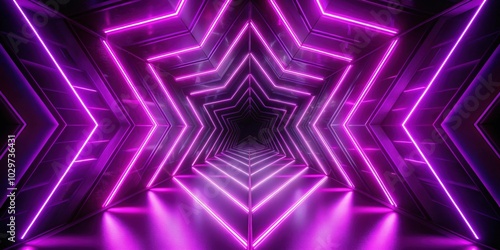 Endless loop of a neon purple light star shape tunnel animation, neon, purple, light, star, shape, tunnel, animation, loop