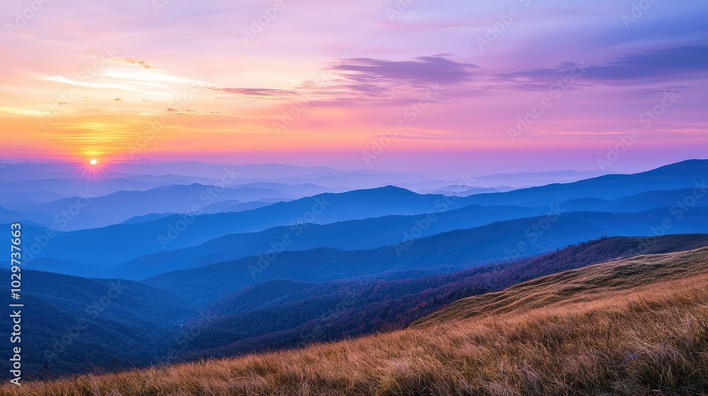 Serene Copper Colored Mountains at Sunset Serene Copper Colored Mountains at Sunset