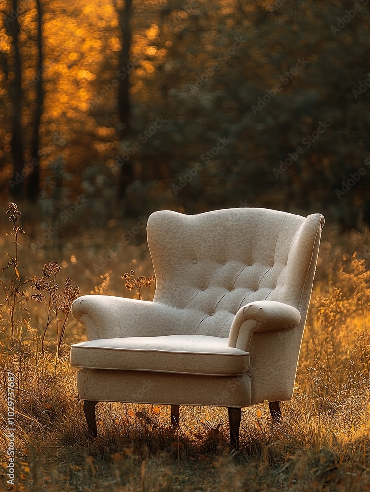 Fototapeta premium Armchair isolated on autumn background