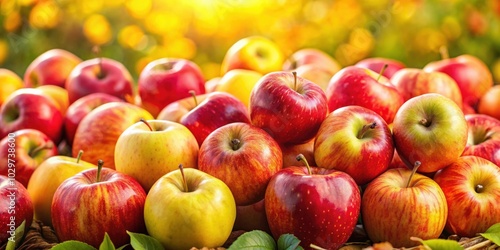 Bountiful harvest of vibrant red and yellow apples , harvest, bountiful, vibrant, red, yellow, apples, orchard, ripe, fresh