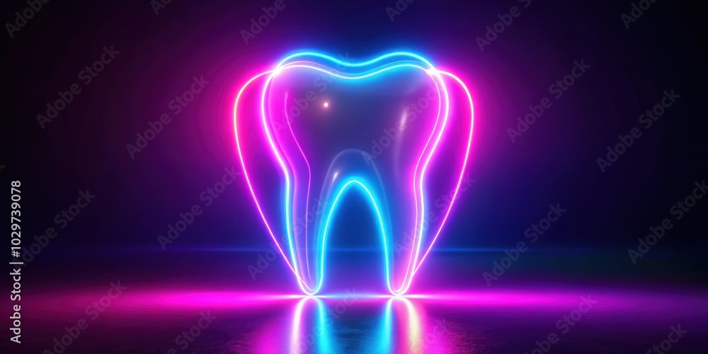 Vibrant neon light abstract tooth radiating pink and purple hues, neon, abstract, tooth,pink, purple, vibrant, light Vibrant neon light abstract tooth radiating pink and purple hues, neon, abstract, tooth,pink, purple, vibrant, light