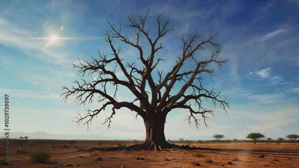 View of dry trees during dry season, seamless 4K virtual video animation background View of dry trees during dry season, seamless 4K virtual video animation background
