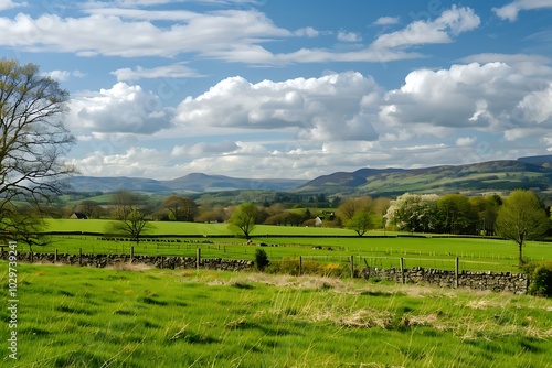 Idyllic countryside scene in the Peak District National Park,