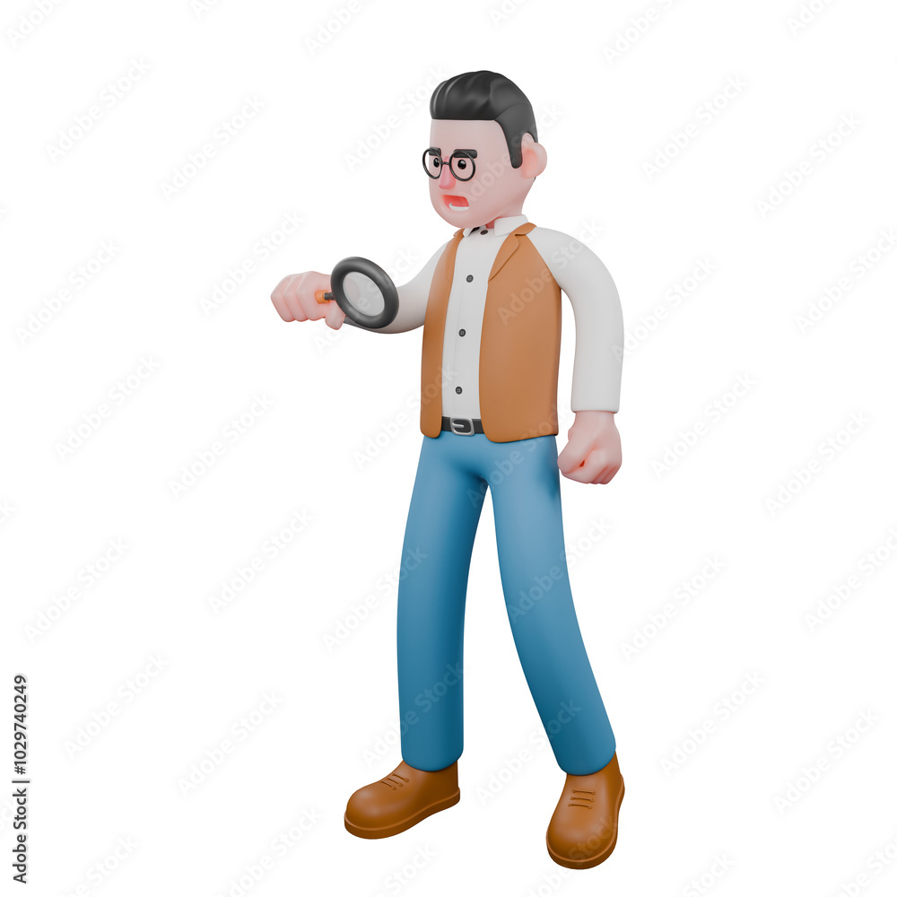 3D Male Anthropologist in Historical Site . A male anthropologist is standing while observing with a magnifying glass. Cultural Exploration 3D Male Anthropologist in Historical Site . A male anthropologist is standing while observing with a magnifying glass. Cultural Exploration