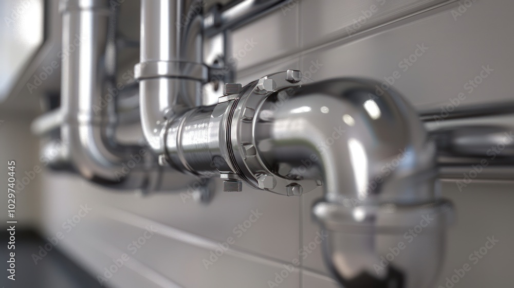 Close Up of Silver Plumbing Pipes Close Up of Silver Plumbing Pipes