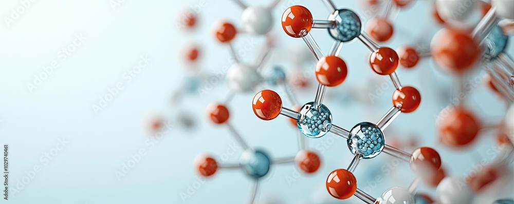 Molecular structure with colorful atoms, white isolate background Molecular structure with colorful atoms, white isolate background