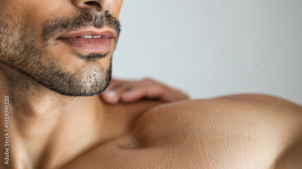 Obraz premium Close-up Portrait of a Man's Jawline