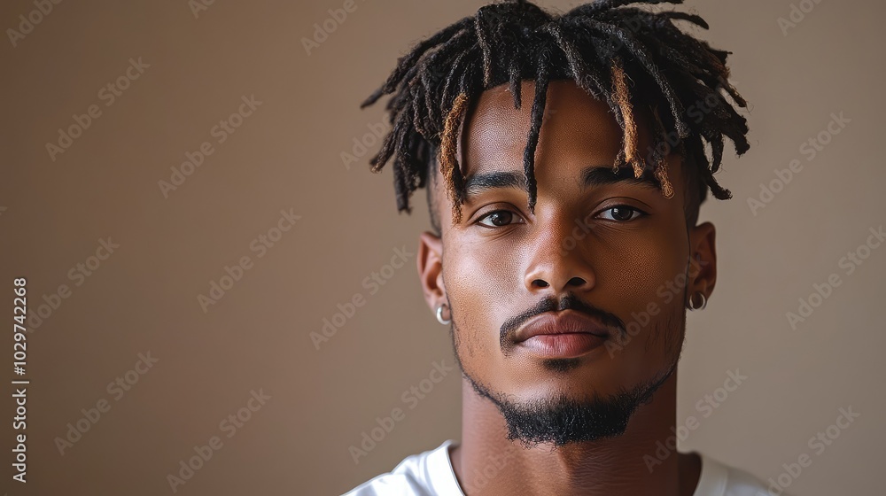 Obraz premium Young Man Portrait with Dreadlocks in Warm Light