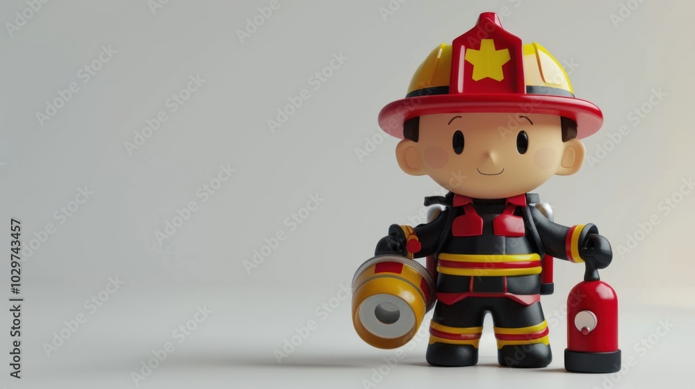 Fototapeta premium Cute Cartoon Firefighter Toy