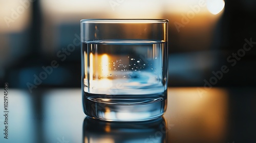 Wallpaper Mural Glass of water with ice cubes on blurred background Torontodigital.ca