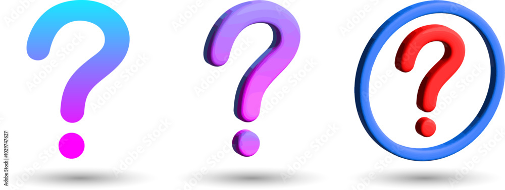 Naklejka premium 3D realistic question mark vector illustration. 3D render.