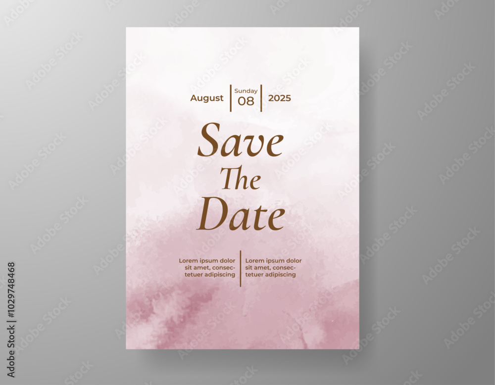 Wedding card invitation template with hand painted watercolor splash Wedding card invitation template with hand painted watercolor splash