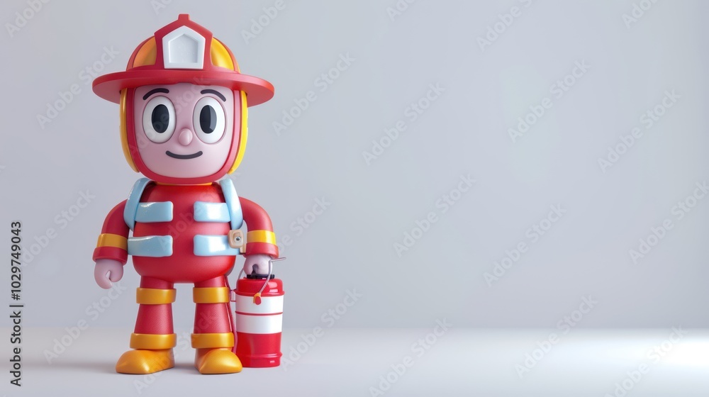 Fototapeta premium Friendly Firefighter Cartoon Character