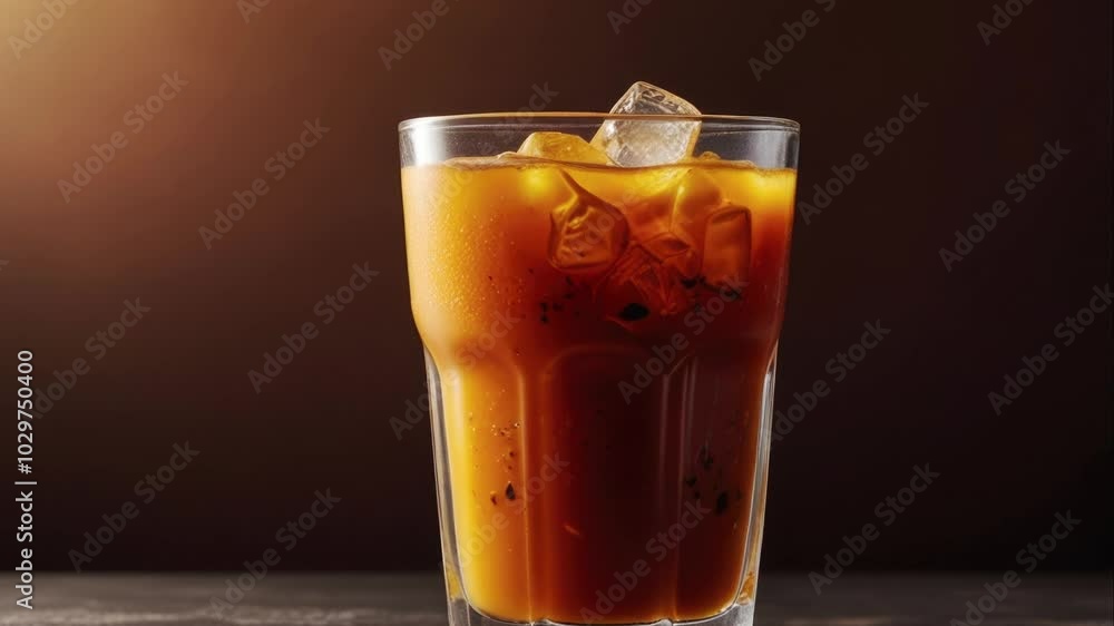 Iced thai tea over a brown background Iced thai tea over a brown background