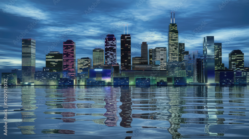 Obraz premium country skyline City Building View River Side wallpaper