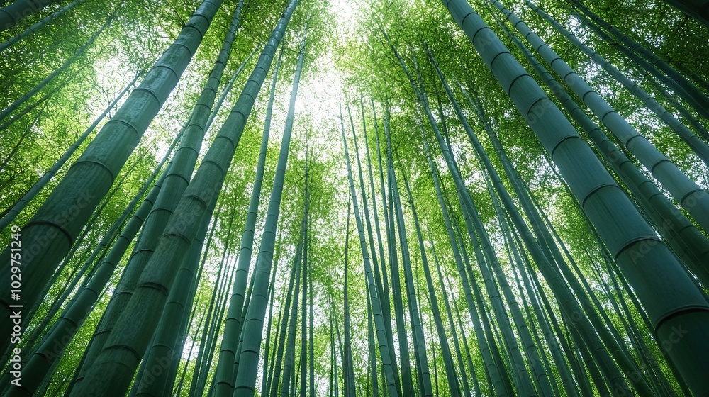 Lush Bamboo Forest Under Bright Sky Lush Bamboo Forest Under Bright Sky