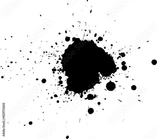 black ink dropped splash splatter grunge graphic element