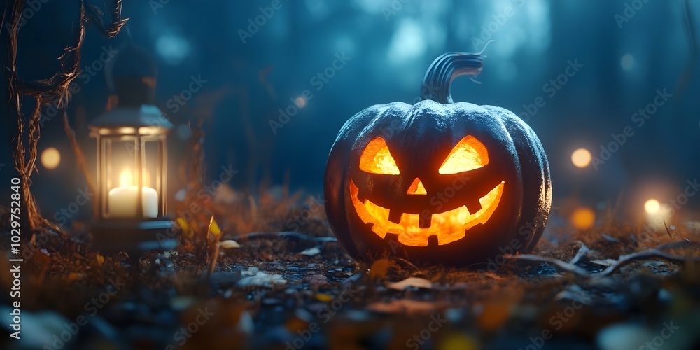 Naklejka premium Halloween pumpkin lantern