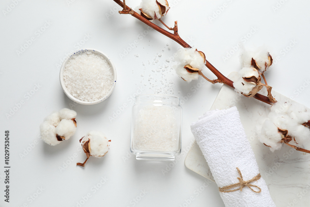 Sea salt, concept of spa and self care Sea salt, concept of spa and self care