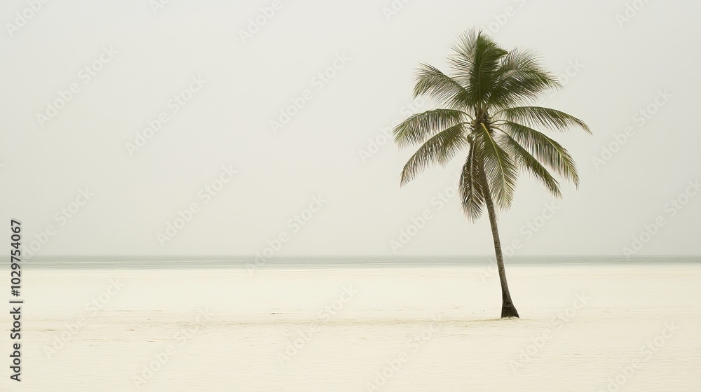 Obraz premium Lonely Palm Tree on a Tropical Beach