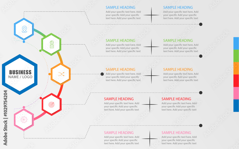Vertical hexagon shape infographics template design Vertical hexagon shape infographics template design