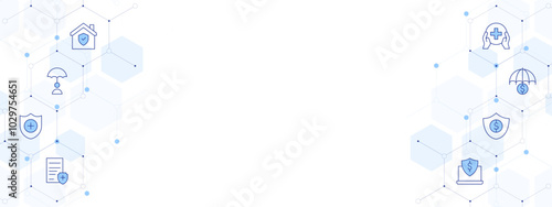Insurance Banner Vector Illustration with Two-sided Icon Style. Line Duotone icon. Containing accident, protection, protect, insurance, healthcare