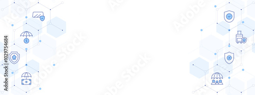 Insurance Banner Vector Illustration with Two-sided Icon Style. Line Duotone icon. Containing baggage, protection, social security, shield, insurance, home insurance