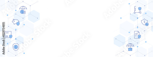 Insurance Banner Vector Illustration with Two-sided Icon Style. Line Duotone icon. Containing security, insurance