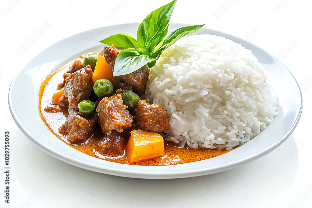 Delicious curry dish with rice and herbs. Delicious curry dish with rice and herbs.