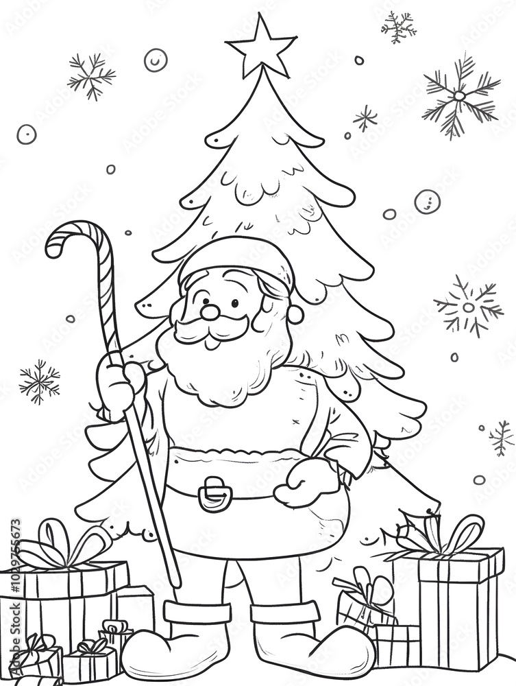 Fototapeta premium Doodle Christmas and New Year Cards - 2D Hand-drawn Illustrations on White Background