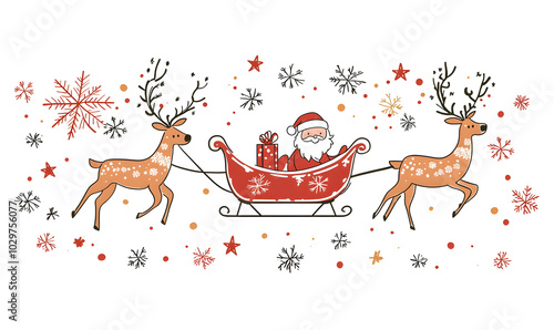 Doodle Christmas and New Year Cards - 2D Hand-drawn Illustrations on White Background