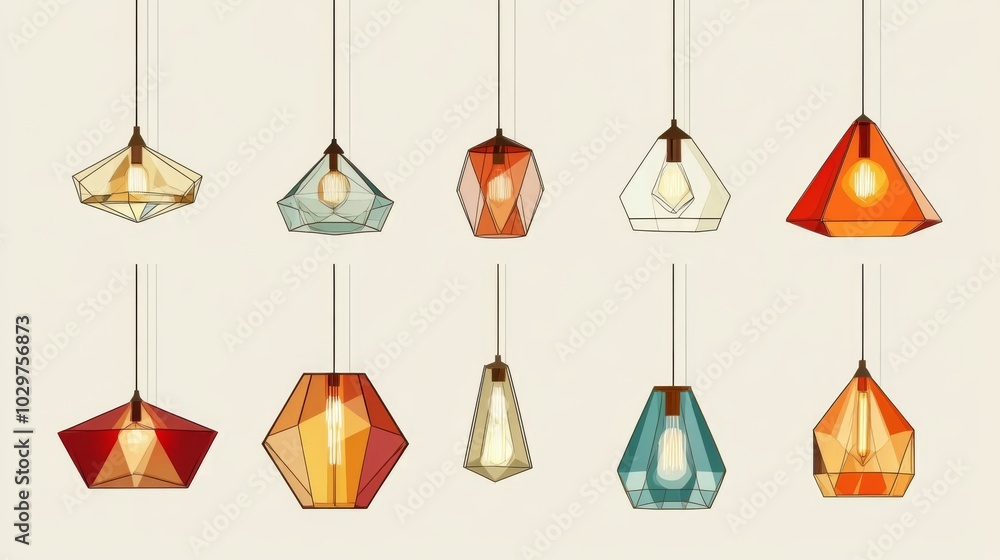 Collection nine pendant lights hanging from ceiling There Light fixtures Collection nine pendant lights hanging from ceiling There Light fixtures