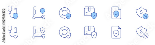 Insurance icon set in two styles, Duotone and Thin Line style. Editable stroke. medical insurance, package, insurance