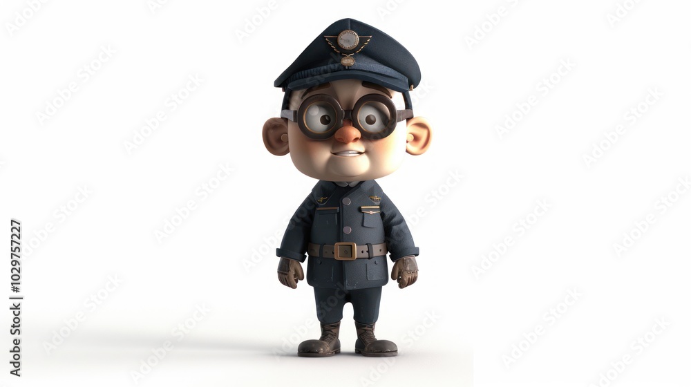 Cartoon Pilot in Uniform Cartoon Pilot in Uniform