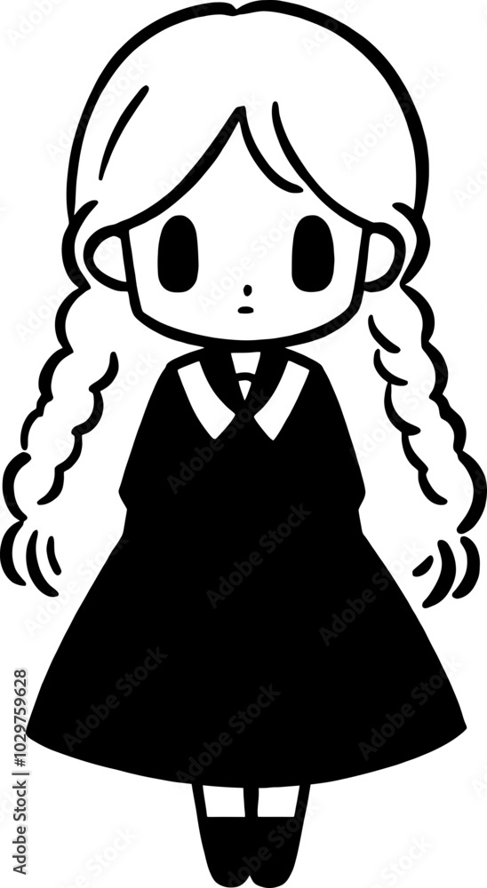 Fototapeta premium Handdrawn kawaii girl expression